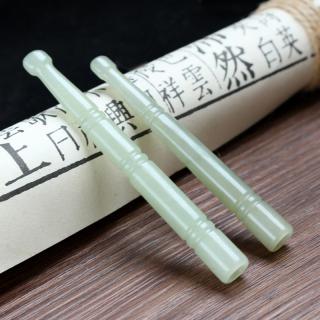 迎淇轩和田玉烟嘴青白玉细枝把玩烟嘴长款可清洗高档细烟玉石烟嘴