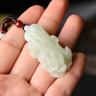 菩本 天然新疆和田玉百财挂件白玉白菜聚财项链吊坠情侣款 碧玉